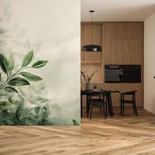 A-green-symphony-of-leaves-in-a-modern-version-kitchen-wallpaper-mural-photo-wallpapers-demural