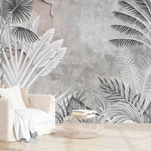 Tropical-elegance-in-beige-and-gray-living-room-wallpaper-mural-photo-wallpapers-demural