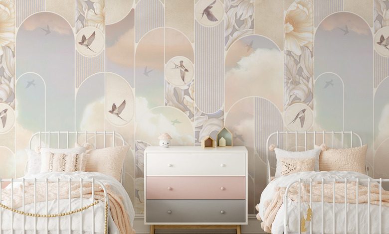 delicate dreams in a pastel aura childs room wallpaper mural photo wallpapers demural