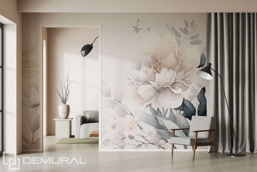 Floral elegance in subtle tones Flowers wallpaper mural Photo wallpapers Demural