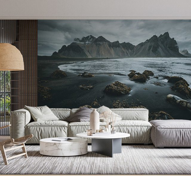 icelandic landscape with black beach photo wallpapers mountains photo wallpapers demural