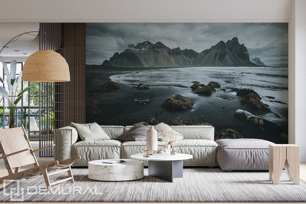 Icelandic landscape with black beach Photo wallpapers Mountains Photo wallpapers Demural