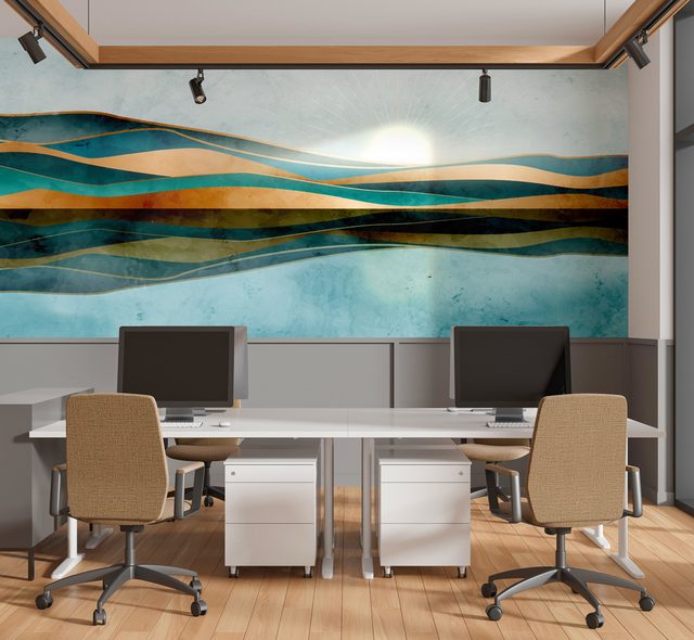 morning energy over the water surface office wallpaper mural photo wallpapers demural