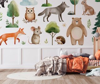 forest adventure with adorable animals childs room wallpaper mural photo wallpapers demural