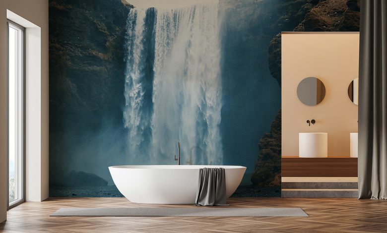 serenity amidst the power of nature bathroom wallpaper mural photo wallpapers demural