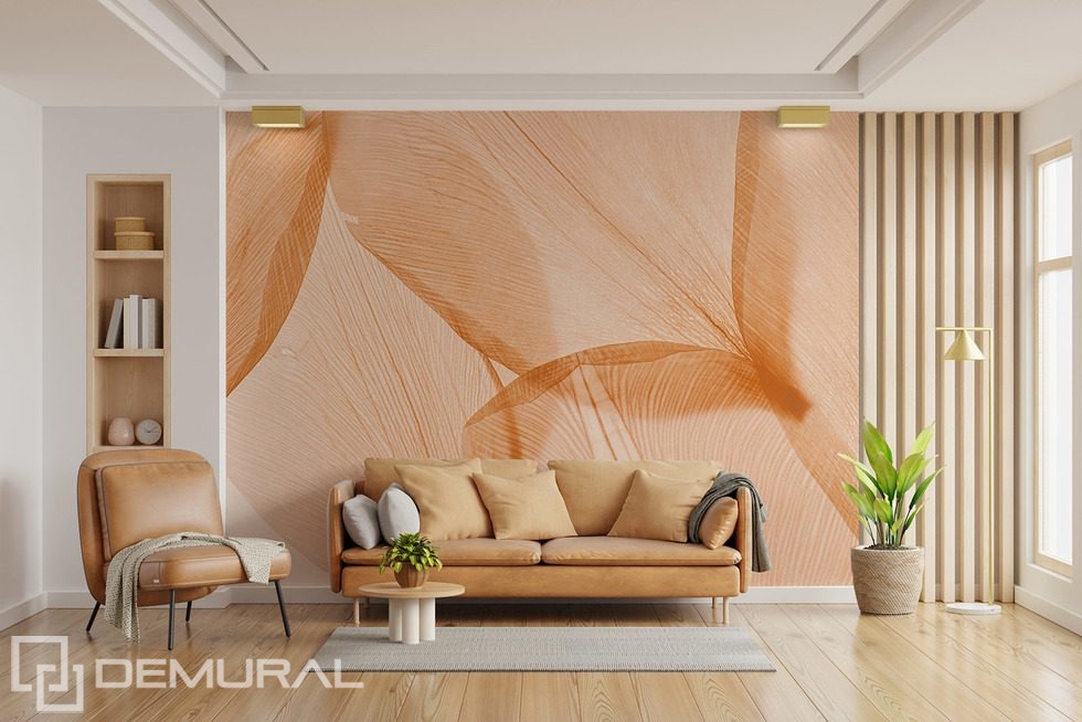 Subtle Elegance in Shades of Peach Living room wallpaper mural Photo wallpapers Demural