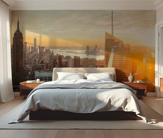 city panorama in the golden light of sunset architecture wallpaper mural photo wallpapers demural