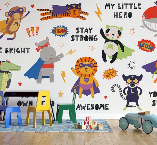 colorful heroes of everyday adventures childs room wallpaper mural photo wallpapers demural
