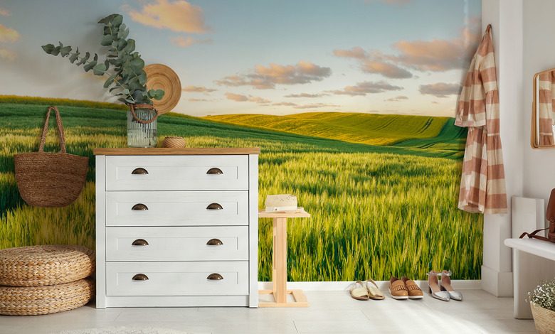 sunny hills at sunset landscapes wallpaper mural photo wallpapers demural