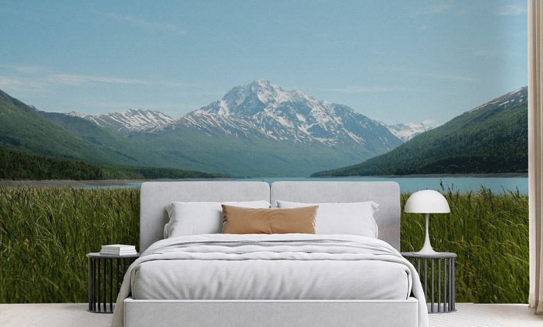 mountain landscape with a glacier view bedroom wallpaper mural photo wallpapers demural