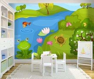 kiss a frog childs room wallpaper mural photo wallpapers demural