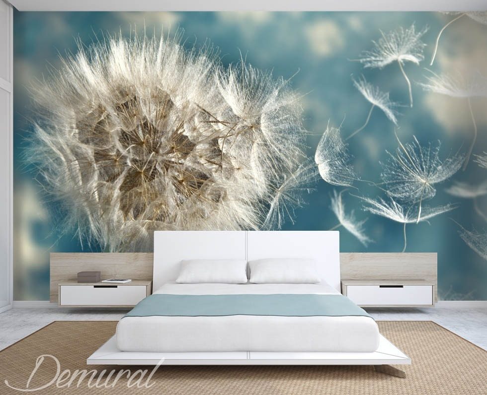 Dandelion seeds in the wind Dandelions wallpaper mural Photo wallpapers Demural