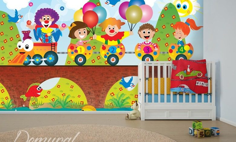 lets count carriages childs room wallpaper mural photo wallpapers demural