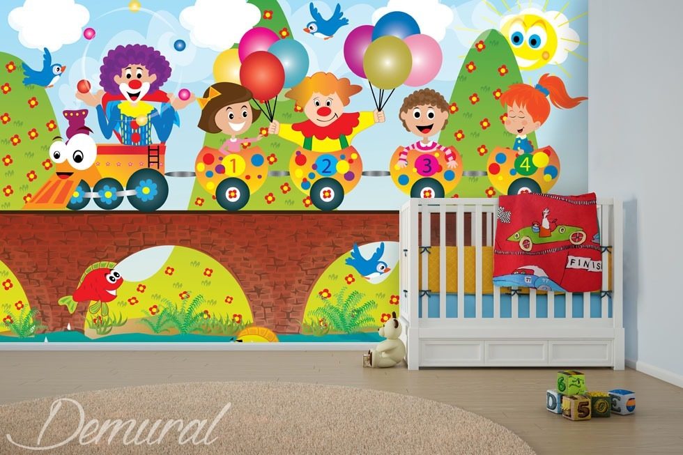 Let’s count carriages Child's room wallpaper mural Photo wallpapers Demural