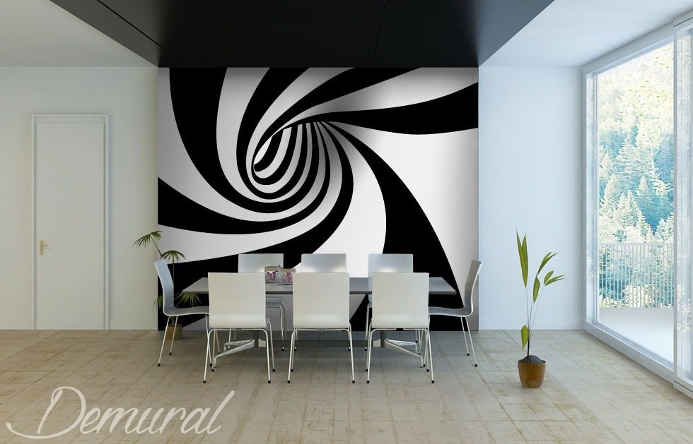 Hypnotizing tunnel Black and white wallpaper, mural Photo wallpapers Demural