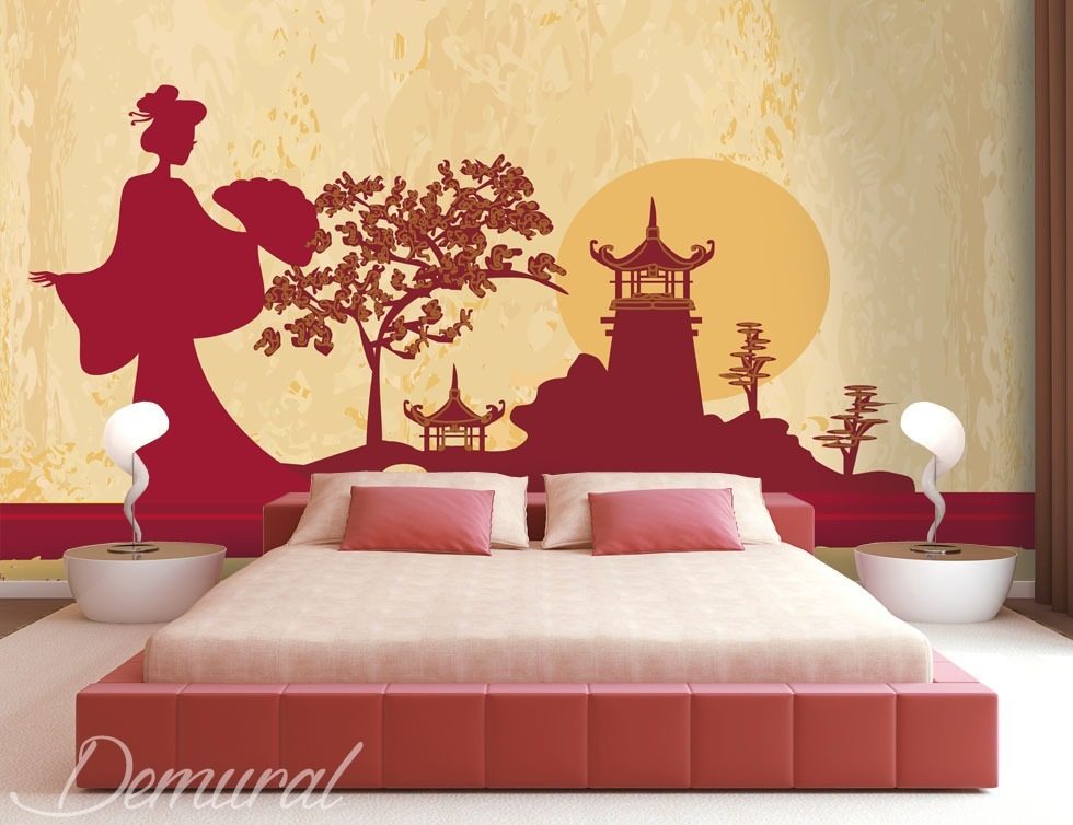 Geisha on her way to the temple - Oriental wallpaper mural - Photo  wallpapers - Demural