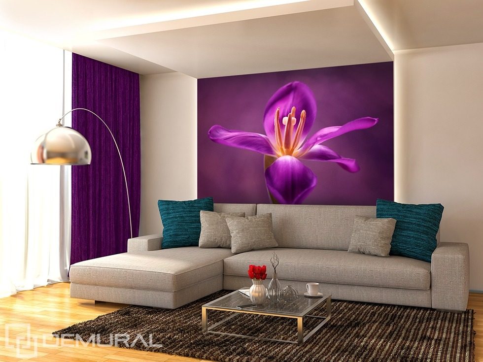 Floral purple Flowers wallpaper mural Photo wallpapers Demural