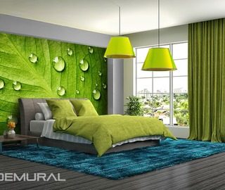 i feel the green walls with leafs bedroom wallpaper mural photo wallpapers demural