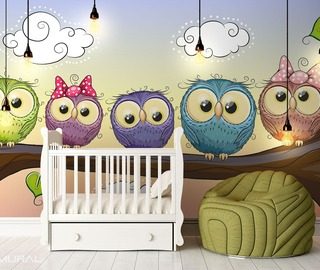 owl watch horned owl for good night childs room wallpaper mural photo wallpapers demural