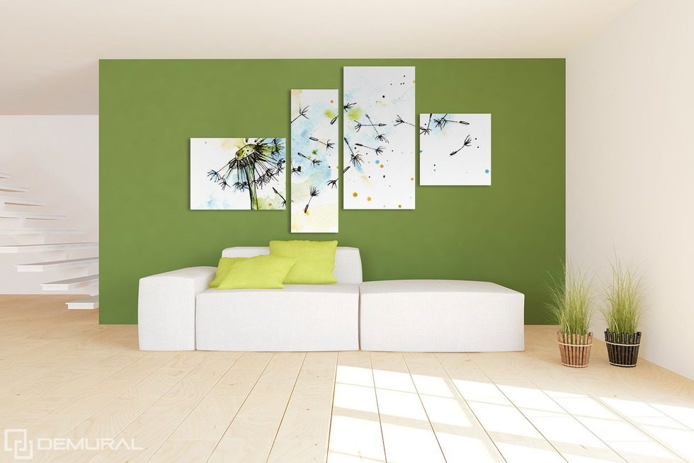 Connected by the power of wind - Dandelions Canvas prints in living room Canvas prints Demural