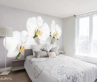 whiteness and a juicy orchid flowers wallpaper mural photo wallpapers demural