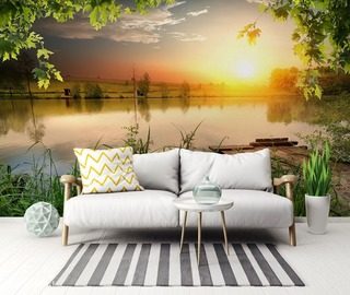relax at the lake landscapes wallpaper mural photo wallpapers demural