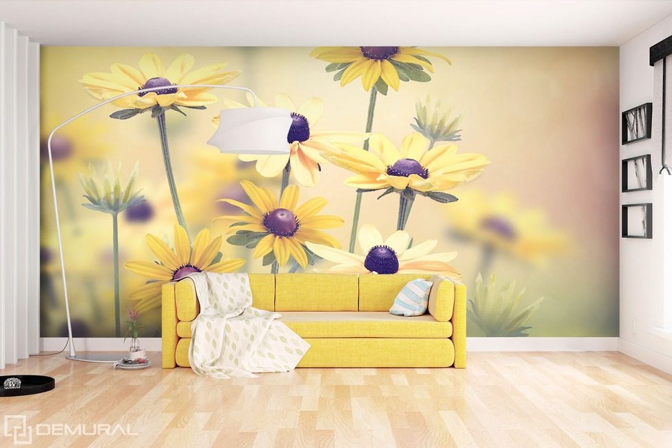 A smile yellow as the sun Flowers wallpaper mural Photo wallpapers Demural