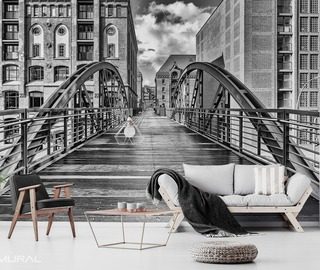 urban footbridge architecture wallpaper mural photo wallpapers demural