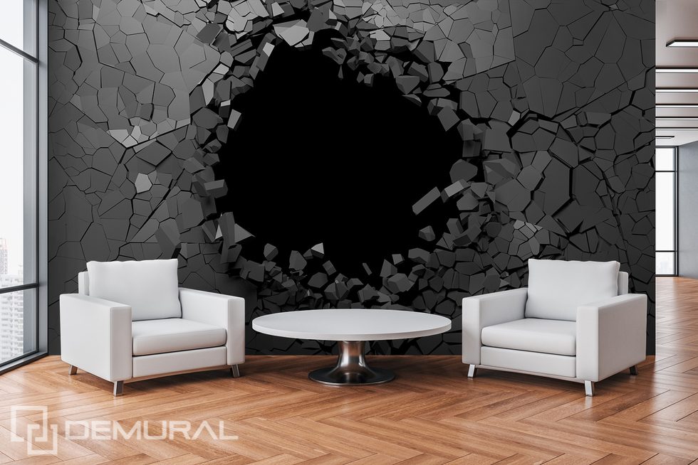 An engaging hole in the wall Three-dimensional wallpaper, mural Photo wallpapers Demural
