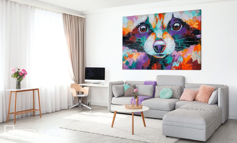 sweet raccoon in artistic setting canvas prints animals canvas prints demural