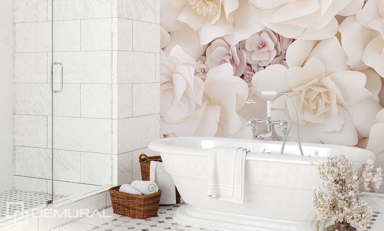 a composition of delicate petals bathroom wallpaper mural photo wallpapers demural